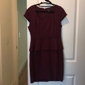 Ann Taylor Merlot Peplum Dress